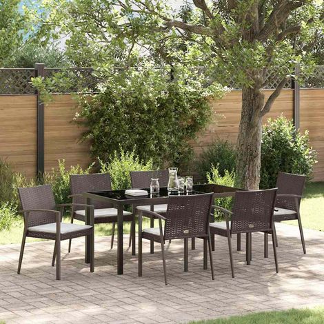 Garten Essgruppe 7 pcs Braun und Schwarz PE-Rattan (1/5)