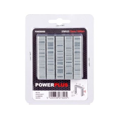 Agrafes Powerplus powe90400 acier galvanisé 12 mm 1000 unités