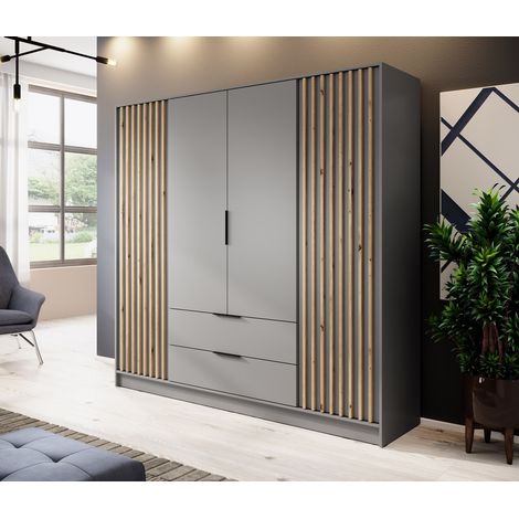 Armoire MELODIE 206 cm gris (1/4)