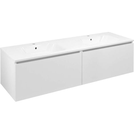Sapho Lorea - Mobiletto per lavabo 180x46x52 cm, 2 cassetti, bianco opaco LE090-3131-01 (1/4)
