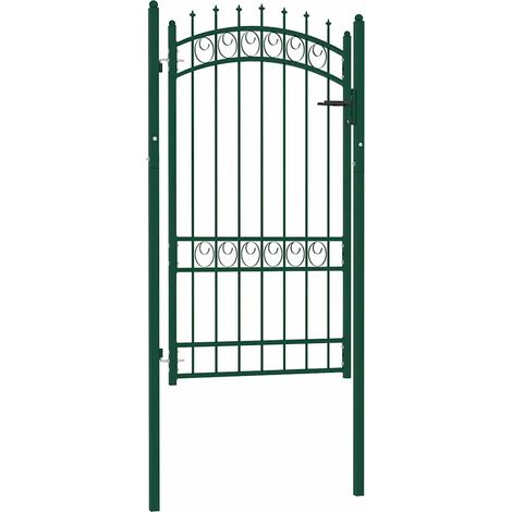 Portail de Clôture Porte Portillon Portail de jardin avec pointes Acier 100x175 cm Vert 89134 (1/4)