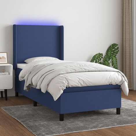 Sommier tapissier avec matelas et LED  Sommier pour Adulte et Enfant  Lit adulte Bleu 90x190 cm Tissu XRKJY5435545 (1/5)