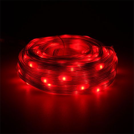 Guirlande lumineuse LED rouge en cuir de 20M pour décoration de Noël, 220V, étanche IP65 lumière rouge, éclairage d'ambiance pour camping en plein air (1/5)