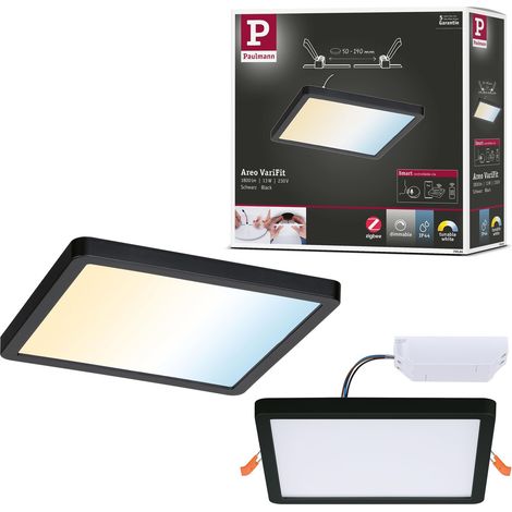 panneau LED panneau encastré Areo IP44 175x175mm carré incl. 1x13 W gradable Tunable White Noir synthétique plafonnier 3000K (1/5)