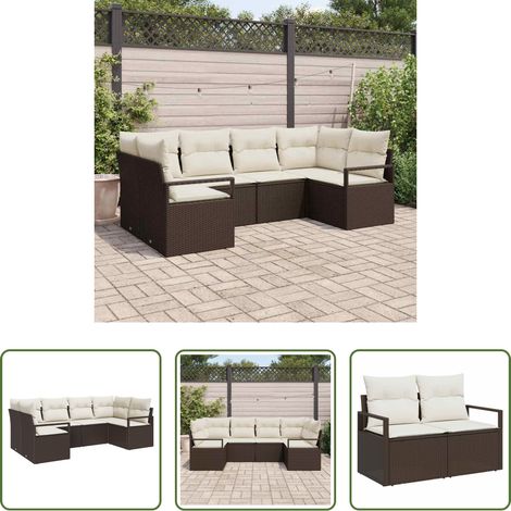 vidaXL Poly Rattan - Sofa Set mit Kissen 6 pcs Braun Poly Rattan (1/5)