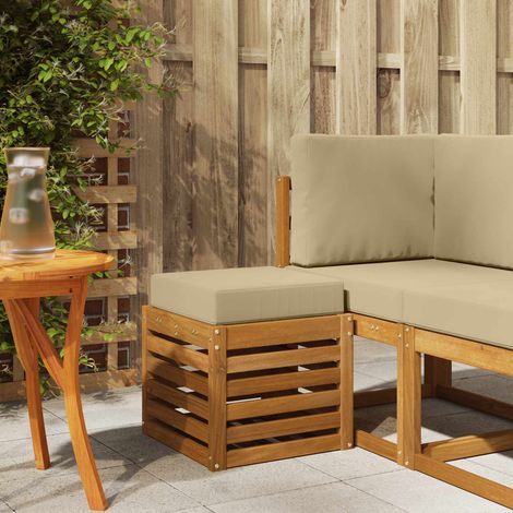 Outdoor Hocker Bank Massivholz Akazie Natur