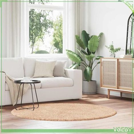 Tapis shaggy - FAFEISY - NAVARRA - beige - 160x160 cm - antidérapant (1/5)