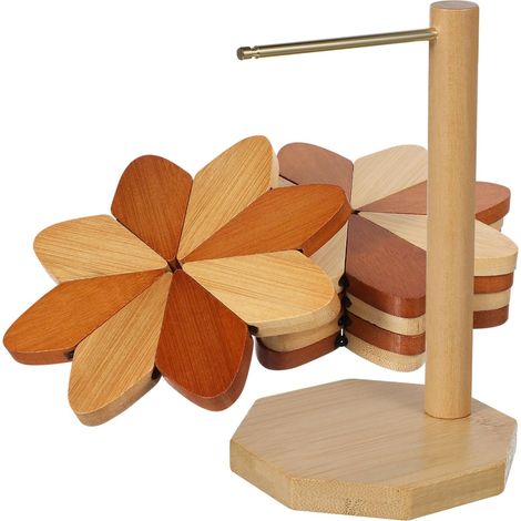 Dessous de plat en bambou, forme moulin à vent, avec support (1/5)