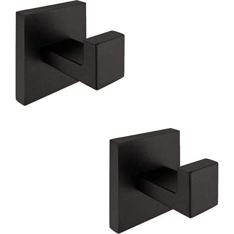 Patère de salle de bain,Noire Crochet Porte-Serviettes Lot de 2 à Fixation Murale SUS304 en Acier Inoxydable Unique Robe de Vêtements Holder (1/5)