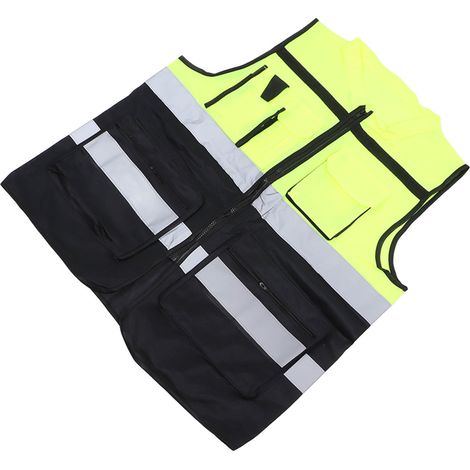 Gilet de travail réfléchissant avec conception en maille multipoches, haute visibilité, gilet de sécurité respirant et bandes réfléchissantes. (1/5)