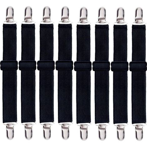 Set mit 8 Bettlakenbändern, verstellbare Spannbettlaken-Befestigungsclips