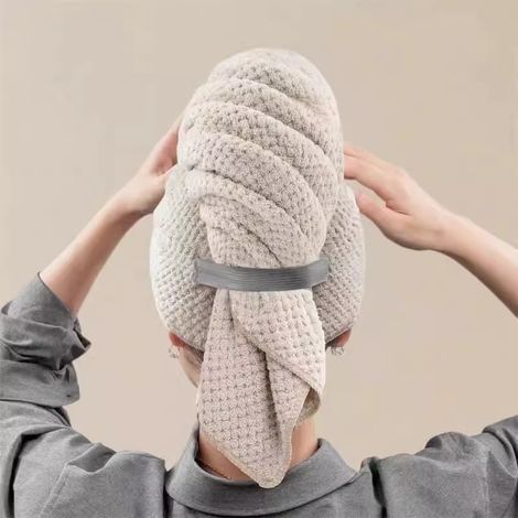 Großes Damen-Haarhandtuch, super saugfähiges Mikrofaser-Haarhandtuch für lockiges Haar, schnelltrocknendes elastisches Haargummi, Haartrocknungshandtuch für die Haarpflege (1/3)