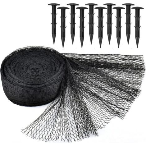 Kit de filet pour bassin �� carpes ko�� - 4,5 x 6 m - Noir - Maille fine �� motif de feuilles - Prot��ge les carpes ko�� des h��rons bleus - Protection UV - R��utilisable - Piquets inclus