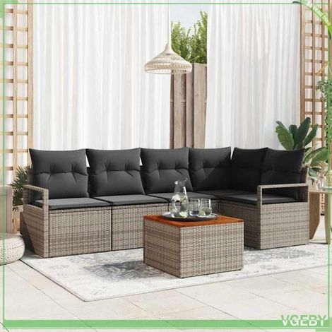 Ensemble de canapé de jardin - FAFEICY - 3356375 - 6 pièces - Rangement intégré - Polyrotin/acier (1/5)