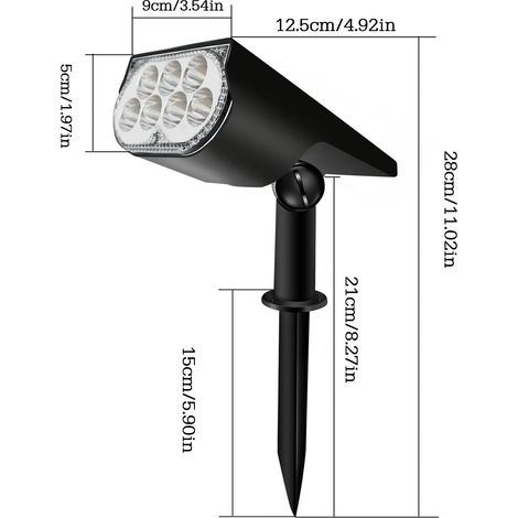 Nouveau Projecteur Solaire LED, 7 Modes Couleur, 120° Réglable, Étanche, Éclairage Extérieur Jardin Arbre (1/5)