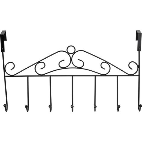 Abnehmbare Hakenleiste mit 7 Haken für Handtücher, Taschen und Jacken, schwarz (1/5)