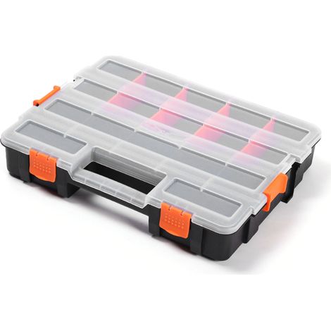 Boîte à outils et accessoires de quincaillerie portable double face en plastique, boîte de tri de composants électroniques, boîte à pièces, boîte de rangement G-382 (simple face), 37,5 x 29 x 6,7 cm (1/5)