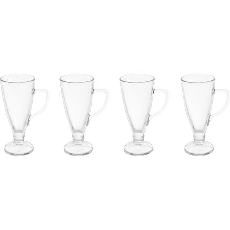Interiors By Premier Tapered Set Of Four Latte Glasses, Elegant Coffee Glasses For Kitchen, Curved Handle Cappucino Glasses (1/5)