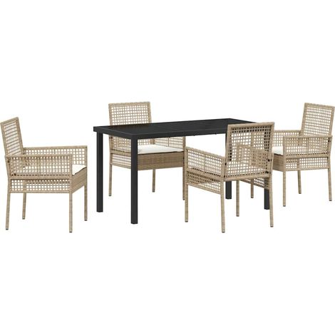 Maison Exclusive - Conjunto de Comedor de Jardín 5 uds. Beige rat (1/5)