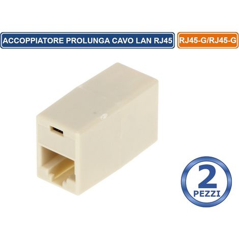 CONFEZIONE 2 PEZZI CONNETTORE ADATTATOERE PROLUNGA CAVO LAN RJ45