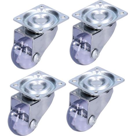 Roulettes pivotantes robustes en acier inoxydable, roulettes industrielles transparentes en PU, 4 pièces (1/5)