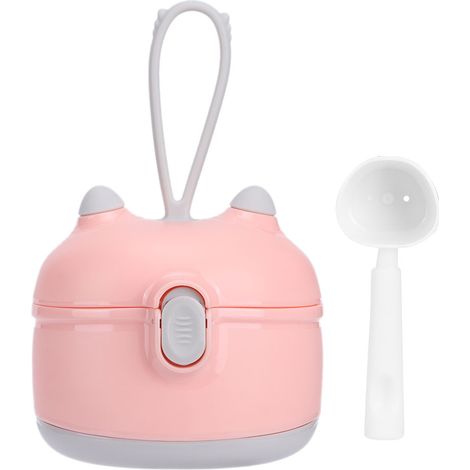 Boîte de rangement alimentaire double couche pour poudre de lait, petit modèle rose, dessin animé, portable, pour bébé et enfant (1/5)