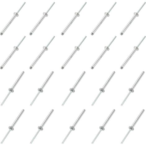 4x40mm Aveugle Rivets Aluminium/Acier Pour Métal Argenté 20Pcs (1/5)