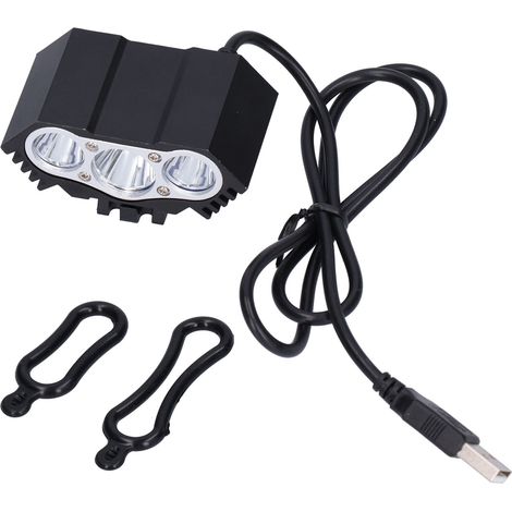 Éclairage vélo 3 LED haute luminosité, phare avant pour VTT alimenté par USB, idéal pour les sorties nocturnes. (1/5)