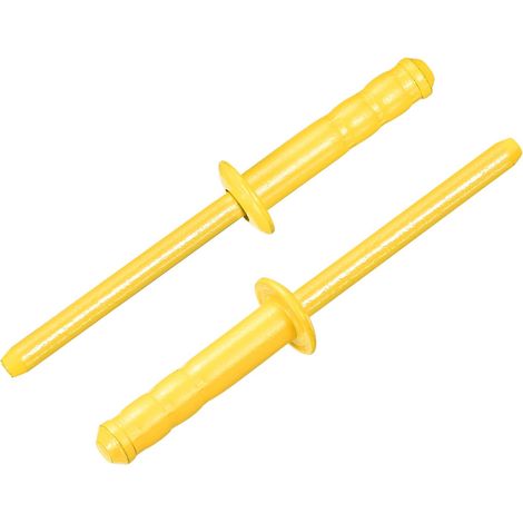 100 Pièces Rivets Aveugles en Aluminium 4.8 x 20 mm, Tête Bombée Multi Prise Rivets à Mandrin Acier Aluminium pour Réparation Automobile, Meuble, Bricolage, Jaune (1/5)