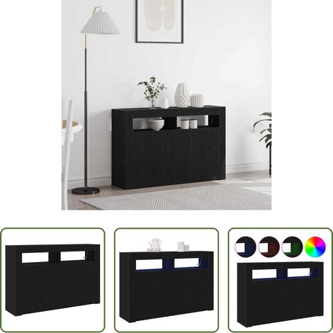vidaXL Éclairage LED RGB - Buffet Chêne noir 116 x 30 x 75 cm Bois d'ingénierie (1/5)