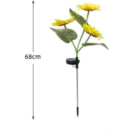Lampe de Jardin Solaire D'Extérieur - - 3 Têtes Lumière Tournesols Solaires étanche (1/4)