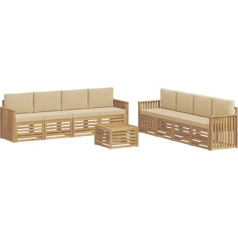 Outdoor Sofa Set 9 pcs White and Beige Polyester vidaXL (1/5)