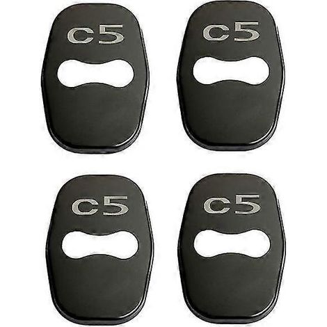Lot de 4 caches de serrure de porte style auto avec emblème, compatibles avec Citroën C3, C3-XR, C4 et C5. Accessoires en acier inoxydable. Protection de serrure de porte pour C5 (noir). (1/5)