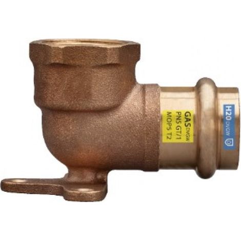Raccordo curvo/gomito femmina 3/4" ø22 con base bronzo rame pressfitting certificato acqua e gas