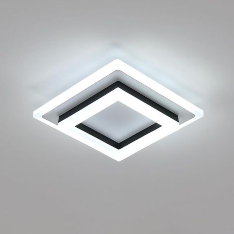 Plafonnier LED carré noir 24W, plafonnier LED blanc froid moderne, convient aux chambres, salons, couloirs et bureaux, lumière blanche froide 6500K. (1/5)