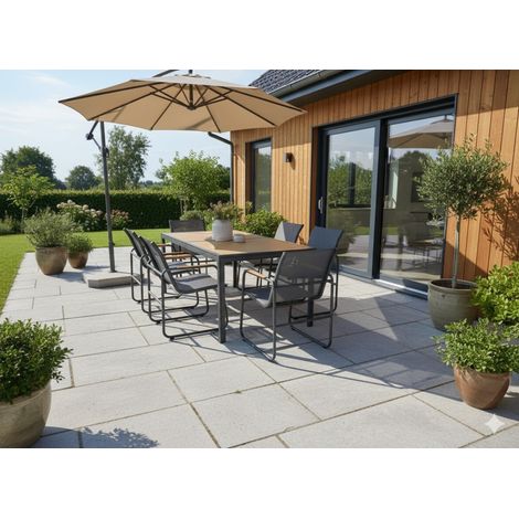 Salotto da giardino DARVIA 6 posti tavolo 150 cm alluminio antracite di alta qualità