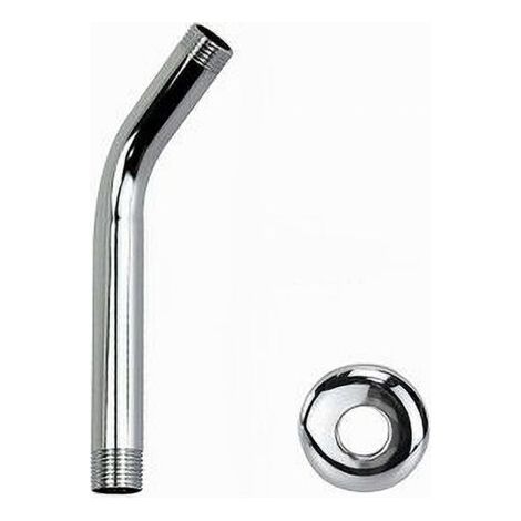 Braccio Per Soffione Doccia Bagno Tondo In Acciaio Cromato Con Rosone 18cm 59498 (1/4)
