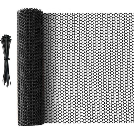 Clôture en Maille Plastique Noir, 6 m x 40 cm, Filet Polyvalent pour Protection des Arbres, Barrière pour Chats, Chiens, Lapins et Plantes (1/5)