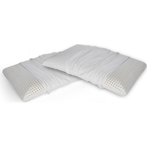 Talamo Italia Talamo Italia 2er-Set Kissen für das Bett, 100% Made in Italy, Abnehmbares "Seifen"-Kissen aus perforiertem Memory-Schaum, hypoallergen und atmungsaktiv, atmungsaktiv, 70x40xh12 cm
