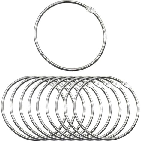 Lot de 10 Anneaux, Métal, Fermeture Rapide, 80 mm, Argent, Rideau, Bricolage (1/5)