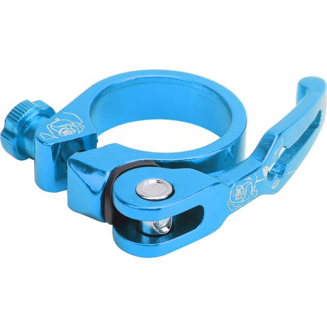 Collier de serrage rapide pour tige de selle de vélo 34,9 mm, en alliage d'aluminium, accessoire VTT, bleu (1/5)