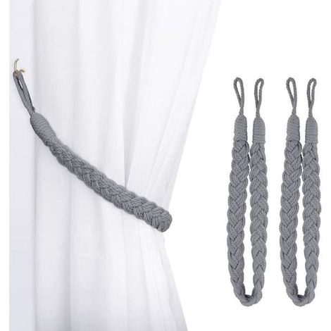 SABIR-Ruban pour rideaux (gris) - COTON - Lot de 2 - Gris - 66 cm - Décoratif (1/4)