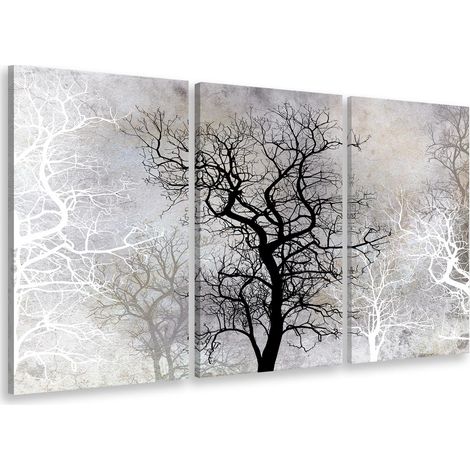 Tableau triptyque Affiche illustration arbres en hiver - 90x60 cm (1/4)