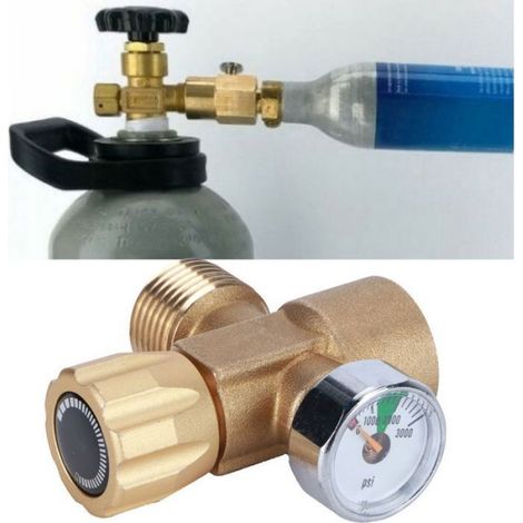 Adaptateur CO2 - Laiton - Filetage W21.8-14 - Manomètre 3000 PSI - Pour Bouteilles Gaz - 1 Pièce (1/5)