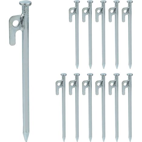 Set mit 12 Zeltheringen für harten Untergrund, Edelstahl, 20 cm, silber (1/4)