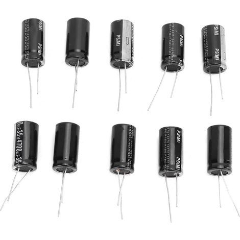 10 condensateurs électrolytiques en aluminium noirs 35 V 4700 μF, bornes standard 18 x 30 mm (1/5)