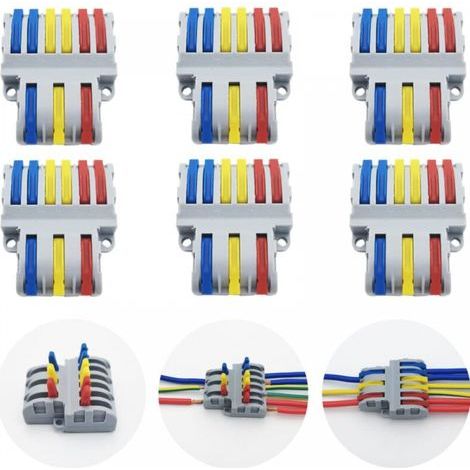 Terminali di connessione, 6 connettori elettrici rapidi, connettori compatti per cavi SPL-63 (3 ingressi, 6 uscite) (1/4)