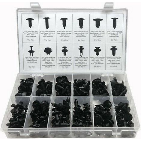 Coffret de 192 agrafes clips plastique de fixation garnitures de carrosserie