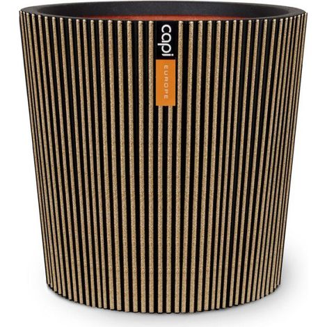 Vase conique - CAPI EUROPE - Groove NL - 45 x 41 cm - Noir/or