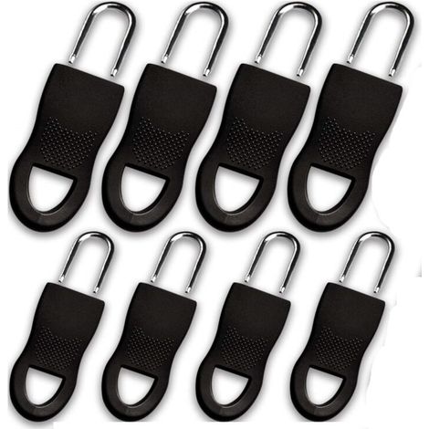 INF Tirette pour glissière à fermeture éclair, lot de 8, noir (1/5)